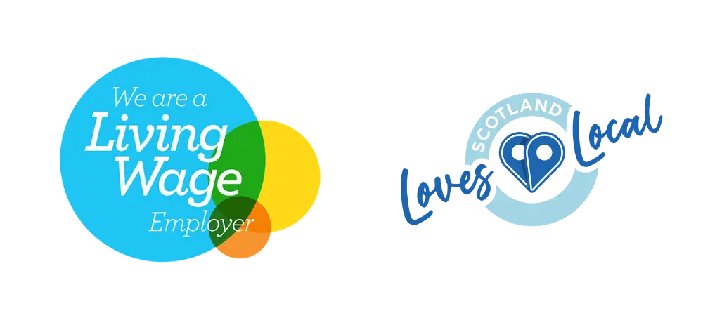 B corp and Scotland loves local logo
